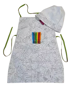¡KIT CHEF! DELANTAL + GORRO PINTABLE... Pintalo una y otra vez - comprar online