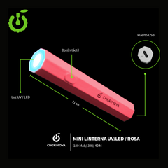Cherimoya - Mini lampara led Portatil 3W Rosa