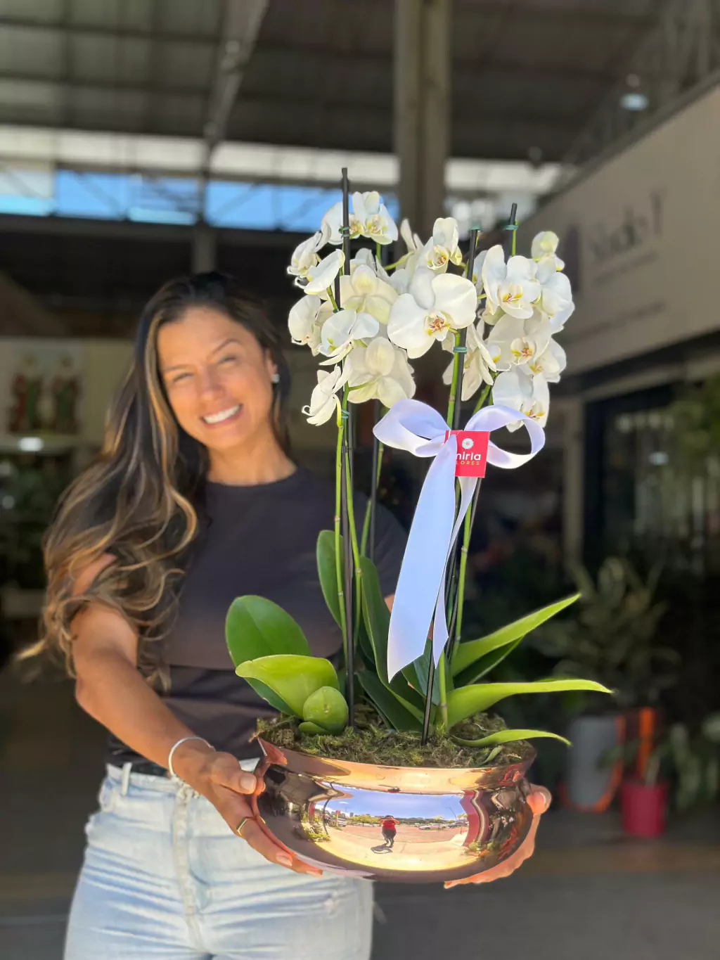 Plantado de orquídeas brancas