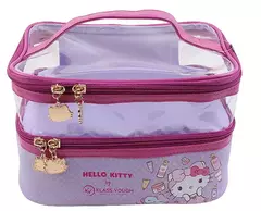 Necessaire Estampada Hello Kitty com Compartimento Duplo: Transparente e Estampado — KCHK-01L