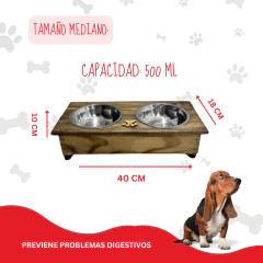 COMEDERO Y BEBEDERO DOBLE RÚSTICOS VARIOS TAMAÑOS -TL - Pet Crows