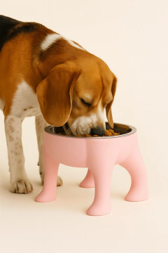 COMEDERO/BEBEDERO PATAS TAMAÑO MEDIANO 15 CM ALTURA COLOR ROSA PREMIUM -PD - Pet Crows