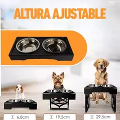 Comedero Doble Con Altura Color Negro regulable-rs - comprar online