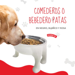 COMEDERO/BEBEDERO PATAS TAMAÑO MEDIANO 15 CM ALTURA COLOR NEGRO PREMIUM -PD - tienda online