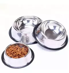 Comedero de acero inoxidable con antideslizante - BK - tienda online