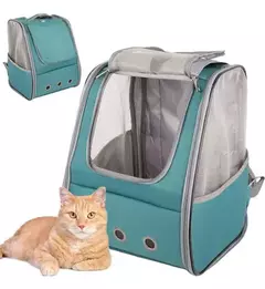MOCHILA TRANSPORTADORA CON VENTANA, RED Y TAPA-RS
