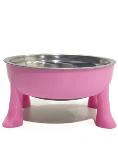 COMEDERO/BEBEDERO PATAS TAMAÑO CHICO 9 CM ALTURA COLOR ROSA PREMIUM -PD