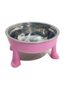 COMEDERO/BEBEDERO PATAS TAMAÑO CHICO 9 CM ALTURA COLOR ROSA PREMIUM -PD - comprar online