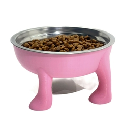 COMEDERO/BEBEDERO PATAS TAMAÑO CHICO 9 CM ALTURA COLOR ROSA PREMIUM -PD - comprar online