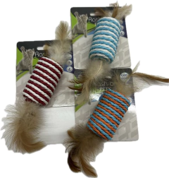 Juguete de Sisal en Forma de Caramelito con Plumas para Gatos-RS