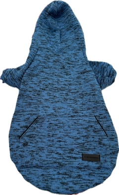 BUZO JASPEADO CON CAPUCHA CELESTE - RR - Pet Crows