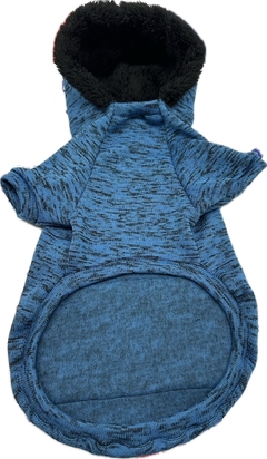 BUZO JASPEADO CON CAPUCHA CELESTE - RR - tienda online
