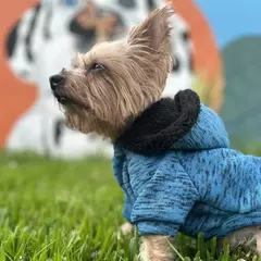 Imagen de BUZO JASPEADO CON CAPUCHA CELESTE - RR