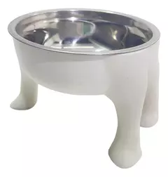 Imagen de COMEDERO/BEBEDERO PATAS TAMAÑO MEDIANO 15 CM ALTURA COLOR BLANCO PREMIUM -PD