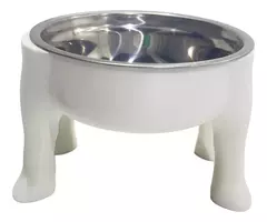 COMEDERO/BEBEDERO PATAS TAMAÑO MEDIANO 15 CM ALTURA COLOR BLANCO PREMIUM -PD