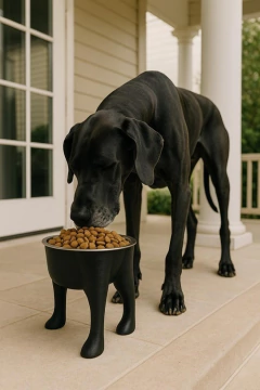 COMEDERO/BEBEDERO PATAS TAMAÑO GRANDE 20 CM ALTURA COLOR NEGRO PREMIUM - PD - Pet Crows