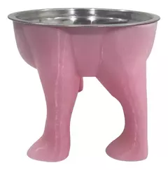 Imagen de COMEDERO/BEBEDERO PATAS TAMAÑO MEDIANO 15 CM ALTURA COLOR ROSA PREMIUM -PD