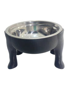 Imagen de COMEDERO/BEBEDERO PATAS TAMAÑO MEDIANO 15 CM ALTURA COLOR NEGRO PREMIUM -PD