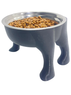 COMEDERO/BEBEDERO PATAS TAMAÑO MEDIANO 15 CM ALTURA COLOR NEGRO PREMIUM -PD