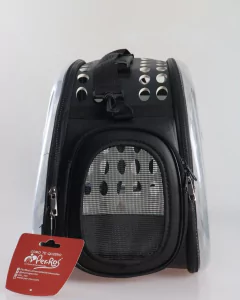 BOLSO TRANSPORTADOR PLEGABLE TRANSPARENTE NEGRO - RS - tienda online