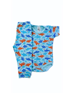 Conjunto Body Manga Curta + Calça Mijão Estampado Menino