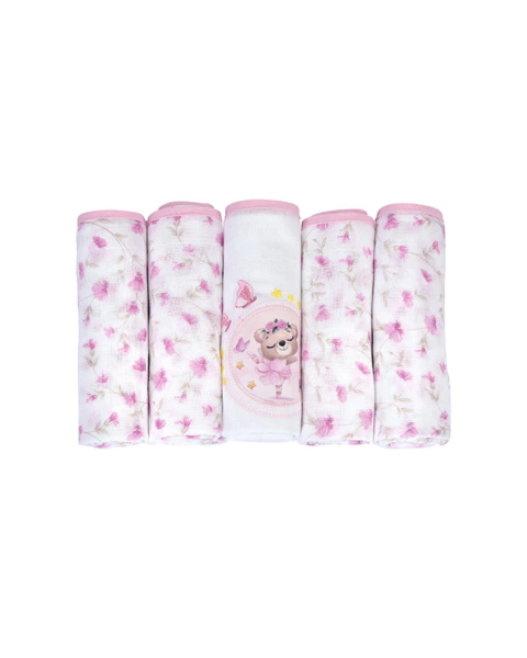 Fralda estampada com 5 unidades bainha Muito Mimo Menina