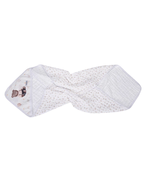 Toalha de banho soft com capuz e tedido de fralda Muito Mimo Neutro