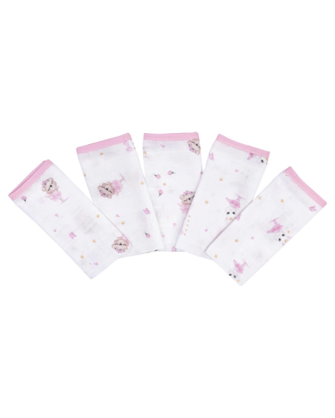 Pano de boca estampado 5 unidades bainha Muito Mimo Menina