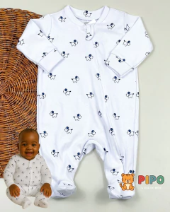 Kit 3 peças macacão menino longo zíper estampado pé fechado na internet