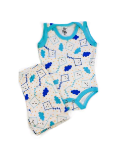 Conjunto Body Regata + Short Estampado Menino