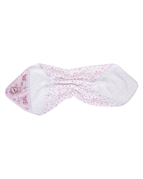 Toalha de banho soft com capuz e tedido de fralda Muito Mimo Menina