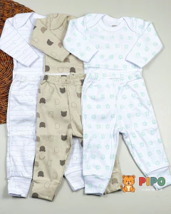 Kit 6 peças trio de conjunto menino body manga longa e calça - comprar online