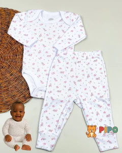 Kit 6 peças trio de conjunto menina body manga longa e calça - loja online