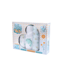 Fralda estampada com bainha 5 unidade caixa Baby Nice Neutro