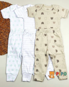 Kit 6 peças trio de conjunto menino body manga curta e calça - comprar online