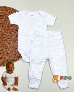 Kit 6 peças trio de conjunto menino body manga curta e calça - Pipo Moda Bebe