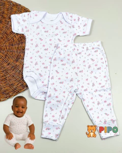 Kit 6 peças trio de conjunto menina body manga curta e calça na internet