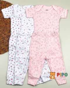 Kit 6 peças trio de conjunto menina body manga curta e calça