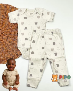 Kit 6 peças trio de conjunto menino body manga curta e calça na internet