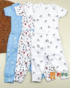 Kit 6 peças trio de conjunto menino body manga curta e calça - comprar online
