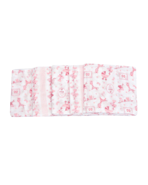 Fralda estampada com bainha 5 unidade pacote Baby Nice Menina