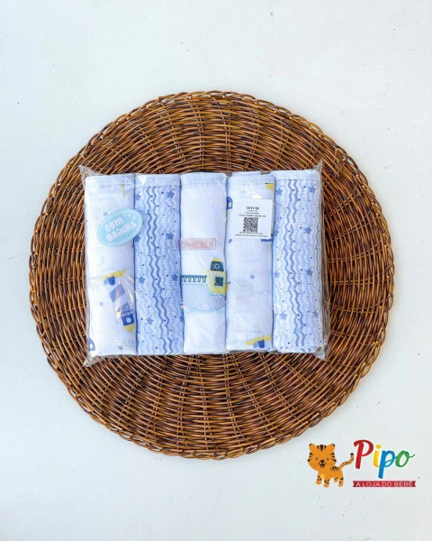 Fralda com bainha 5 unidades Cia do Nenem estampada Menino - comprar online