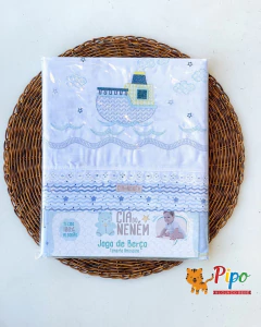 Imagem do Kit Enxoval para Bebê Menino 17 Peças – Linha Cia do Nenem Estampado Minasrey | Azul