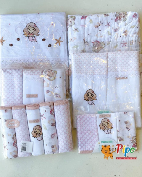 Kit Enxoval para Bebê Menina 17 Peças – Linha Cia do Nenem Estampado Minasrey | Rosa - comprar online