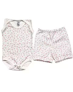 Conjunto body estampado regata tecido canelado menina - Pipo Moda Bebe