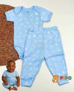 Kit 6 peças trio de conjunto menino body manga curta e calça na internet
