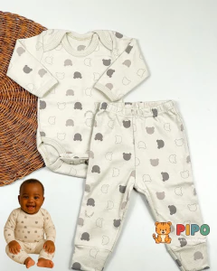 Kit 6 peças trio de conjunto menino body manga longa e calça - Pipo Moda Bebe