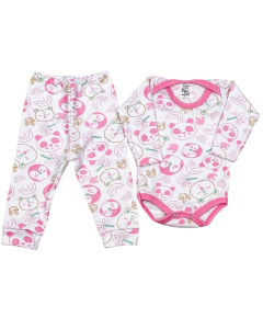 Conjunto body estampado manga longa tecido canelado menina - comprar online