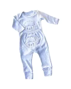 Conjunto body menino ribana manga longa bordado canelado com relevo 3D - Pipo Moda Bebe