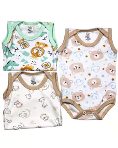 kit body regata canelado estampado c-3 unidades menino